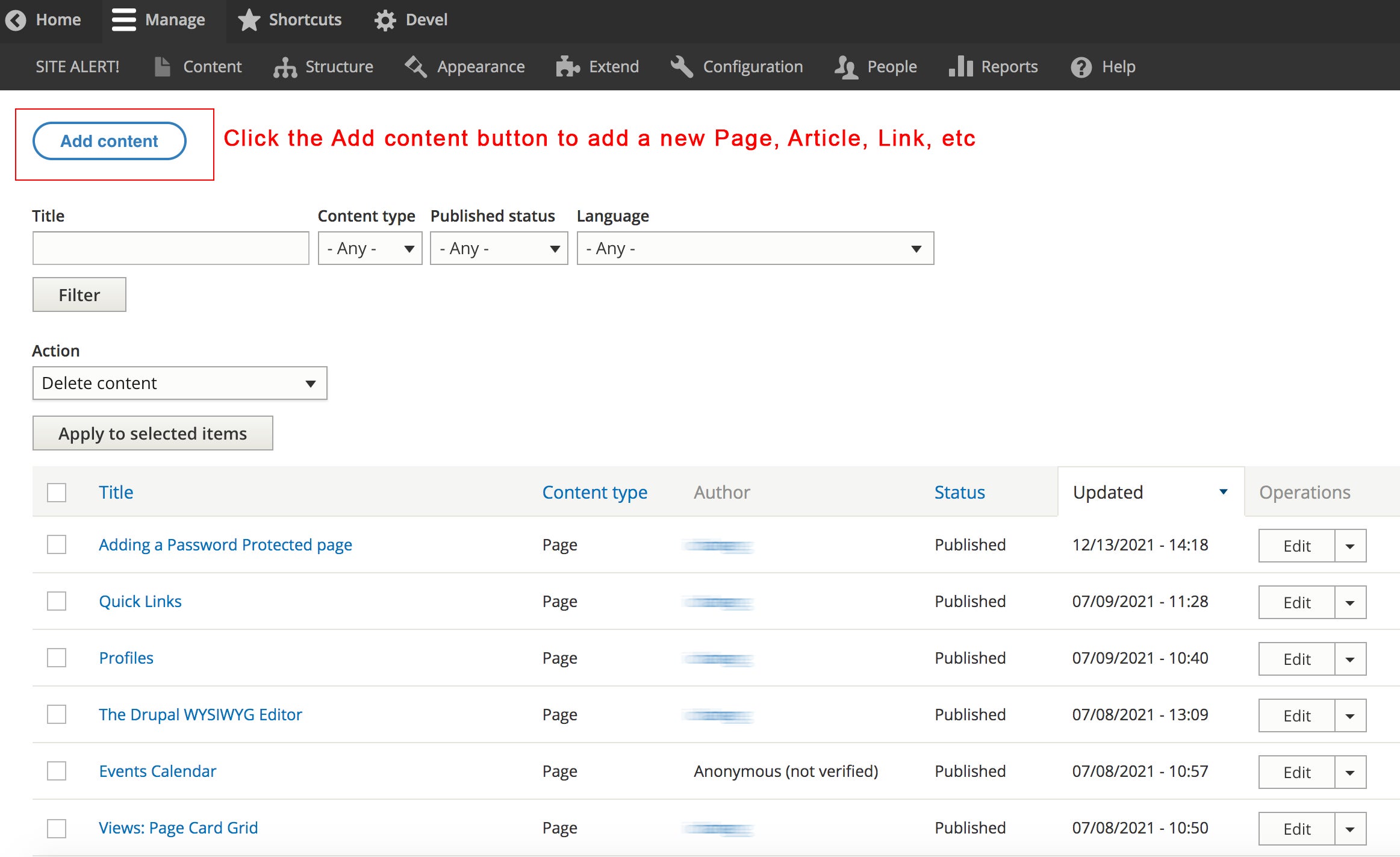 Add content screen