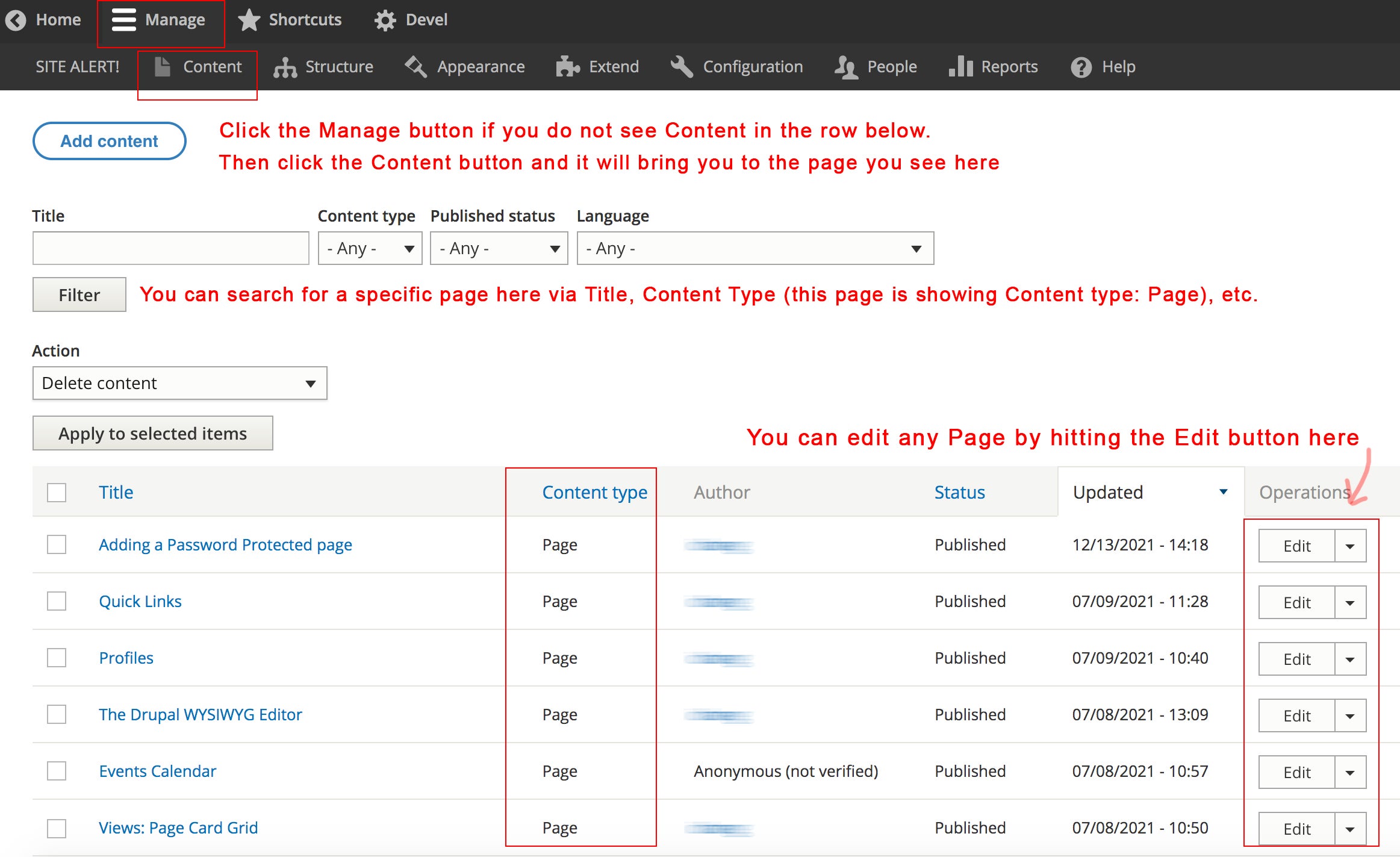 Content type: page