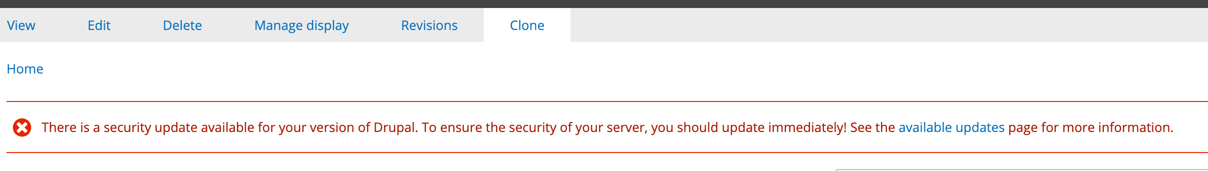 Drupal security warning